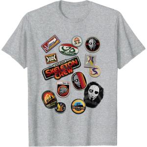 imageStar Wars Skeleton Crew Vintage Character Patches TShirtHeather Grey