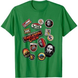 imageStar Wars Skeleton Crew Vintage Character Patches TShirtKelly Green