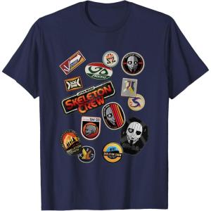 imageStar Wars Skeleton Crew Vintage Character Patches TShirtNavy Blue