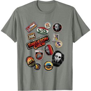 imageStar Wars Skeleton Crew Vintage Character Patches TShirtOlive Heather