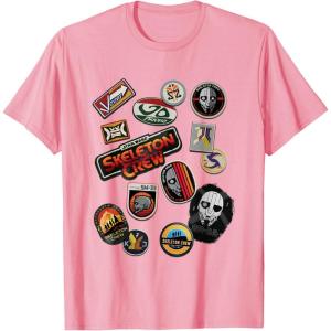 imageStar Wars Skeleton Crew Vintage Character Patches TShirtPink