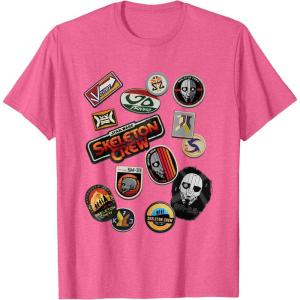 imageStar Wars Skeleton Crew Vintage Character Patches TShirtPink Heather