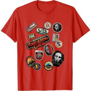 imageStar Wars Skeleton Crew Vintage Character Patches TShirtRed
