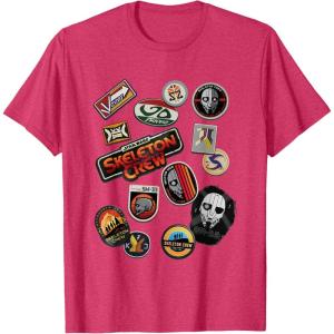 imageStar Wars Skeleton Crew Vintage Character Patches TShirtRed Heather