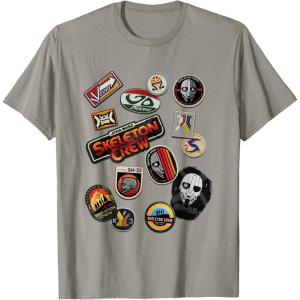imageStar Wars Skeleton Crew Vintage Character Patches TShirtSlate Grey