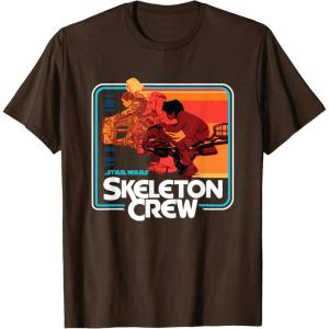 imageStar Wars Skeleton Crew Vintage Sunset Speeders TShirtBrown