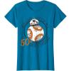 imageStar Wars BB8 Rollin Into My 50th Birthday Portrait TShirtSapphire Blue