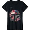 imageStar Wars Boba Fett Floral Print Helmet Graphic TShirt TShirtBlack
