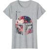 imageStar Wars Boba Fett Floral Print Helmet Graphic TShirt TShirtHeather Grey