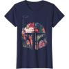 imageStar Wars Boba Fett Floral Print Helmet Graphic TShirt TShirtNavy Blue