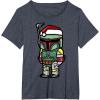 imageStar Wars Boba Fett Santa Hat Cartoon Christmas TShirt TShirtHeather Blue