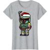 imageStar Wars Boba Fett Santa Hat Cartoon Christmas TShirt TShirtHeather Grey