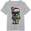 imageStar Wars Boba Fett Santa Hat Cartoon Christmas TShirt TShirtHeather Grey