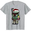 imageStar Wars Boba Fett Santa Hat Cartoon Christmas TShirt TShirtHeather Grey