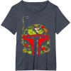 imageStar Wars Boba Fett Tropical Print Helmet TShirtHeather Blue