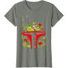 imageStar Wars Boba Fett Tropical Print Helmet TShirtOlive Heather