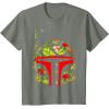 imageStar Wars Boba Fett Tropical Print Helmet TShirtOlive Heather
