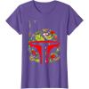 imageStar Wars Boba Fett Tropical Print Helmet TShirtPurple Heather