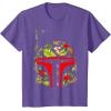 imageStar Wars Boba Fett Tropical Print Helmet TShirtPurple Heather