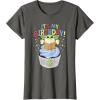 imageStar Wars The Mandalorian Grogu Its My Birthday Cupcake TShirtAsphalt Grey