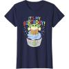 imageStar Wars The Mandalorian Grogu Its My Birthday Cupcake TShirtNavy Blue