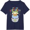 imageStar Wars The Mandalorian Grogu Its My Birthday Cupcake TShirtNavy Blue