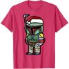 imageStar Wars Boba Fett Santa Hat Cartoon Christmas TShirt TShirtRed Heather