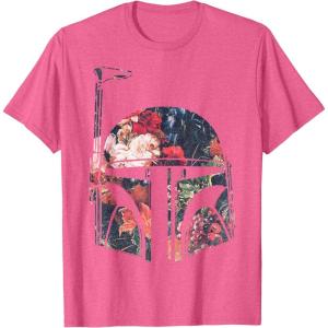 imageStar Wars Boba Fett Floral Print Helmet Graphic TShirt TShirtPink Heather