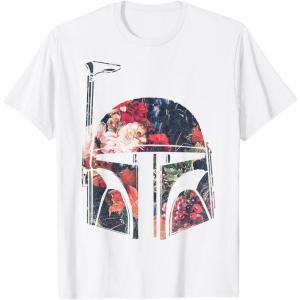 imageStar Wars Boba Fett Floral Print Helmet Graphic TShirt TShirtWhite