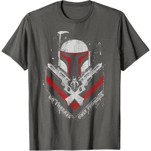 imageStar Wars Boba Fett No Threats Only Promises TShirtAsphalt Grey