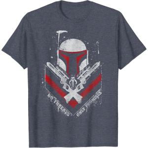 imageStar Wars Boba Fett No Threats Only Promises TShirtHeather Blue