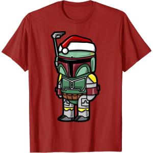 imageStar Wars Boba Fett Santa Hat Cartoon Christmas TShirt TShirtCranberry Red