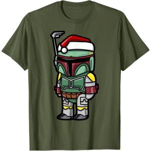 imageStar Wars Boba Fett Santa Hat Cartoon Christmas TShirt TShirtOlive Green