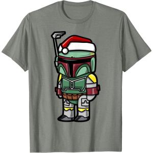 imageStar Wars Boba Fett Santa Hat Cartoon Christmas TShirt TShirtOlive Heather
