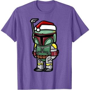 imageStar Wars Boba Fett Santa Hat Cartoon Christmas TShirt TShirtPurple Heather