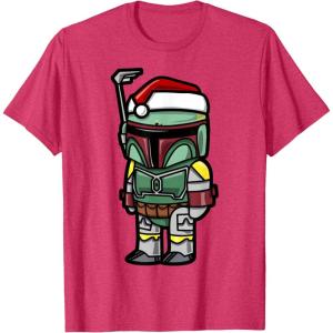 imageStar Wars Boba Fett Santa Hat Cartoon Christmas TShirt TShirtRed Heather