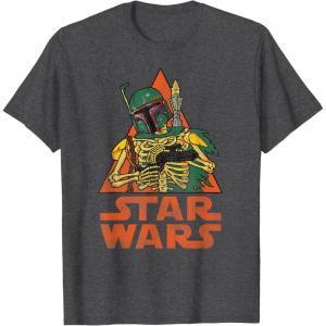 imageStar Wars Boba Fett Skeleton Halloween Costume TShirtDark Heather Grey