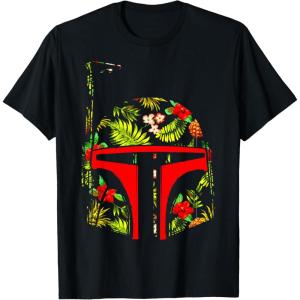 imageStar Wars Boba Fett Tropical Print Helmet TShirtBlack