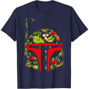 imageStar Wars Boba Fett Tropical Print Helmet TShirtNavy Blue