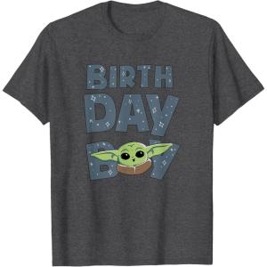 imageStar Wars Grogu Birthday Boy Big Face TShirtDark Heather Grey