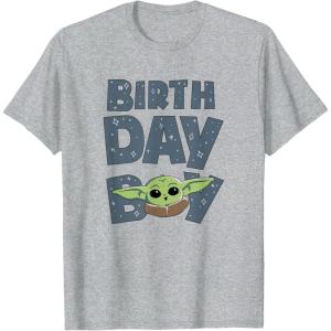 imageStar Wars Grogu Birthday Boy Big Face TShirtHeather Grey