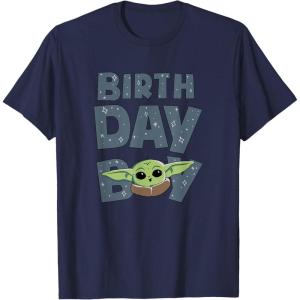 imageStar Wars Grogu Birthday Boy Big Face TShirtNavy Blue