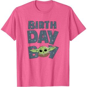imageStar Wars Grogu Birthday Boy Big Face TShirtPink Heather