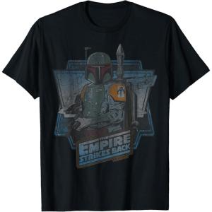 imageStar Wars The Empire Strikes Back Boba Fett Vintage Portrait TShirtBlack