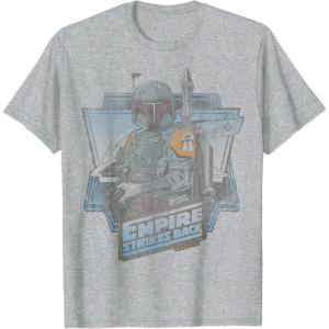 imageStar Wars The Empire Strikes Back Boba Fett Vintage Portrait TShirtHeather Grey