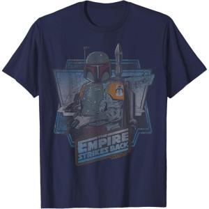 imageStar Wars The Empire Strikes Back Boba Fett Vintage Portrait TShirtNavy Blue
