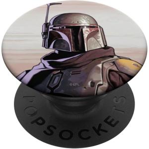 imageStar Wars The Mandalorian Bounty Hunter Boba Fett Portrait PopSockets MagSafe PopGrip for iPhoneStandard