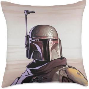 imageStar Wars The Mandalorian Bounty Hunter Boba Fett Portrait Throw Pillow18x18