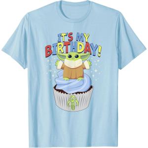 imageStar Wars The Mandalorian Grogu Its My Birthday Cupcake TShirtBaby Blue