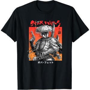 imageStar Wars Visions Boba Fett Samurai Poster TShirtBlack